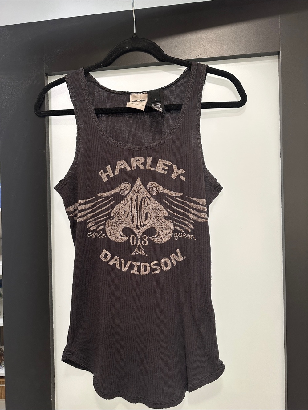 Harley-Davidson Black Tank with Cream Vintage Spade Graphic